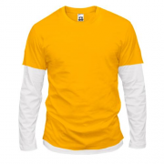 Мужская желтая комбинированная футболка с длинными рукавами 
