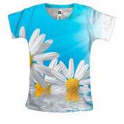 Женская 3D футболка с ромашками в воде