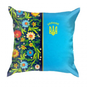 3D подушка с петриковской росписью и гербом Украины