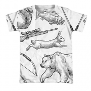 3D футболка с животными и ружьем