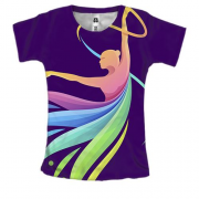 Женская 3D футболка с красочной балериной