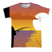 3D футболка с утренней рыбалкой