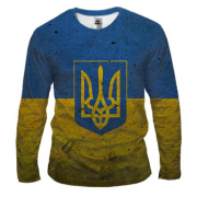 Мужской 3D лонгслив с флагом и гербом Украины