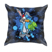 3D подушка Кролик с морковкой в снежинках