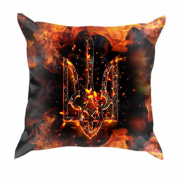 3D подушка с Тризубом в огне