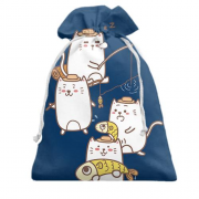 Подарочный мешочек с котами рыбаками