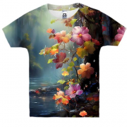 Детская 3D футболка с цветами над водой