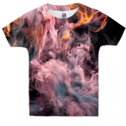 Детская 3D футболка с разноцветным дымом