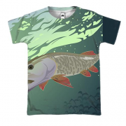 3D футболка с рыбой под водой в реке
