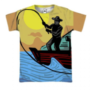 3D футболка с иллюстрацией рыбака