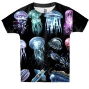 Детская 3D футболка с светящимися медузами