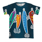 3D футболка с рыбацкими приманками