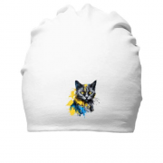 Хлопковая шапка Кот в желто-синих красках