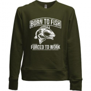 Детский свитшот без начеса Born to Fish  Forced to work