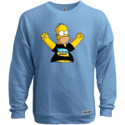 Свитшот без начеса "Гомер в патриотической футболке"