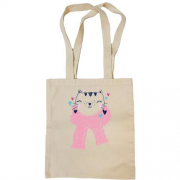 Сумка шоппер с котом в розовом шарфе