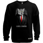 Свитшот без начеса с котом в пиджаке "Like a Boss"