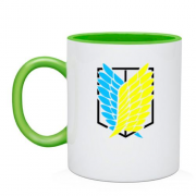 Чашка с лого "Атака Титанов" в цвете украинского флага