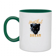 Чашка с лозунгом "Мечта" на фоне пантеры