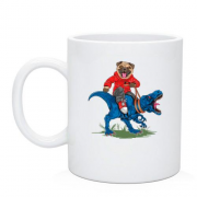 Чашка с мопсом на динозавре