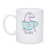 Чашка с надписью "Tea Rex" и динозавром в чашке