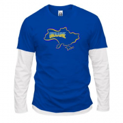 Комбинированный лонгслив Ukraine с картой (Вышивка)