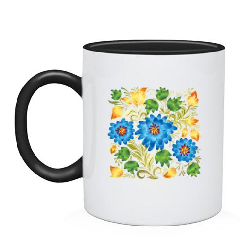 Чашка із синіми квітами (писанка)