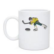 Чашка с хоккеистом и шайбой