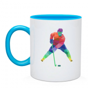 Чашка с хоккеистом полигонами