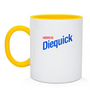 Чашка з написом "Diequik" в стилі Несквик