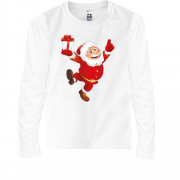 Детская футболка с длинным рукавом Дед Мороз с подарком