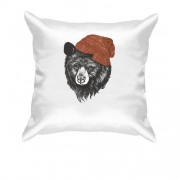 Подушка с медведем в шапке