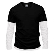 Чоловіча чорна комбінована футболка з довгими рукавами "ALLAZY"