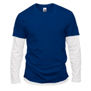 Мужская темно-синяя комбинированная футболка с длинными рукавами "ALLAZY"