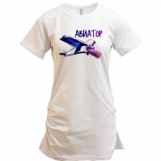 Подовжена футболка з написом "Авіатор" і літаком
