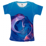Женская 3D футболка со знаком зодиака Рыбы