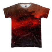 3D футболка с красным космосом