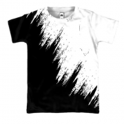 3D футболка с черно-белой краской