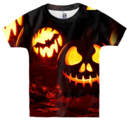Детская 3D футболка Halloween pumpkin and bat