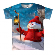 3D футболка Snowman and starry sky