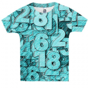 Детская 3D футболка Turquoise numbers