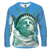Чоловічий 3D лонгслів Статуя Свободи на блакитному