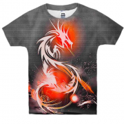 Дитяча 3D футболка з білим драконом