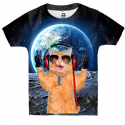 Дитяча 3D футболка «Кіт на місяці»