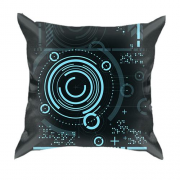 3D подушка с  синими техническими линиями