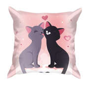 3D подушка з закоханими сірим і чорним котом