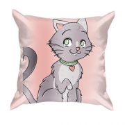 3D подушка с серым влюбленным котом