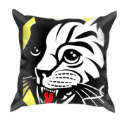 3D подушка с черно-белым котом