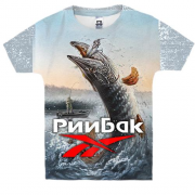 Детская 3D футболка с надписью "Рыбак"