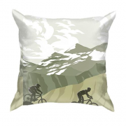 3D подушка с велосипедистами в горах